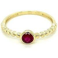 The Love Collection 9Ct Yellow Gold Red Cubic Zirconia Beaded Ring