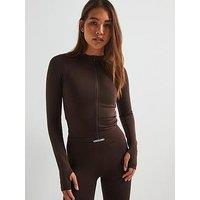 Peach Fit Women'S Lucia Zip Thru Top - Brown