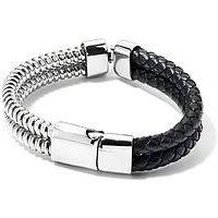 The Love Collection Men'S Leather And Stainless Steel Bracelet