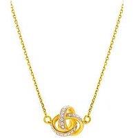 The Love Collection Gold Plated Sterling Silver Crystal Knot Necklace