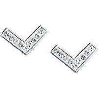 The Love Collection Sterling Silver Crystal Chevron Stud Earrings