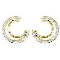 The Love Collection Gold Plated Sterling Silver Crystal Double Crescent Stud Earrings