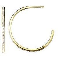 The Love Collection Gold Plated Sterling Silver Crystal 30Mm Hoop Stud Earrings