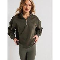 Peach Fit Women'S Elsa Zip Neck Sweatshirt - Khaki