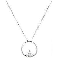 Love Diamond 9Ct White Gold 0.10Ct Diamond Circle Pendant Necklace