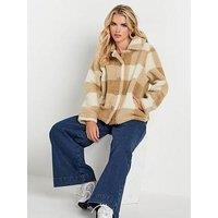 Pixiegirl Petite Check Fleece Jacket - Brown