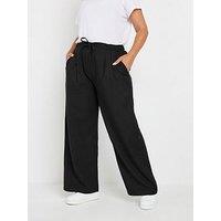 Yours Curve Woven Wide Leg Trouser - Black