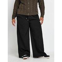 Yours Curve Pull On Wide Leg Trouser - Black