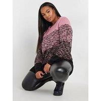 Yours Curve Colourblock 4 Panel Jumper - Pink