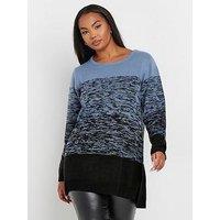 Yours Curve Colourblock 4 Panel Jumper - Blue