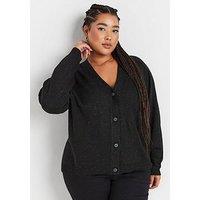 Yours Curve Button Thru Cardi - Black