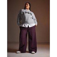 Yours Curve Pull On Wide Leg Trouser - Red