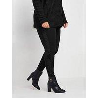 Yours Curve Ponte Sequin Stripe Leggings - Black