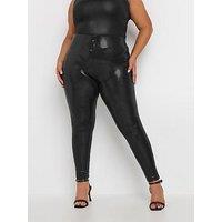 Yours Curve Disco Sequin Leggings - Black