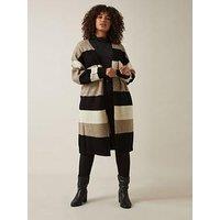 Evans Colourblock Cardigan - Natural