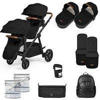 Ickle Bubba Virgo 2 In 1 Pushchair - Twin Package - Black / Black / Tan