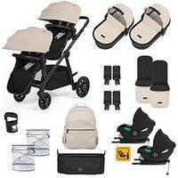 Ickle Bubba Virgo Twin 18 Piece Travel System With I-Size Cirrus Car Seats & Isofix Bases - Black / Stone / Black