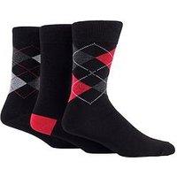 Glenmuir Glen Muir 3Pk Classic Argyle Crew Socks - Black