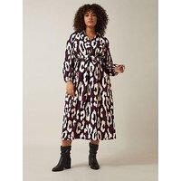 Evans Half Placket Button Dress - Red