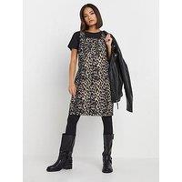 Pixiegirl Petite Leopard Denim Pinafore