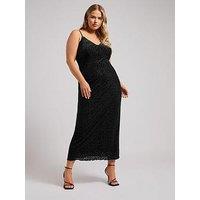 Yours Curve Burn Out Velour Column Dress - Black
