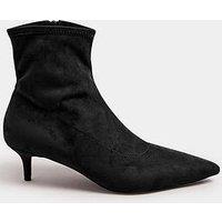 Long Tall Sally Pointed Toe Kitten Heel Boot - Black