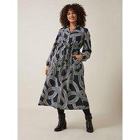 Evans Half Placket Button Dress - Blue