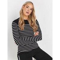 Long Tall Sally Tall Stripe Fine Gauge Jumper - Black