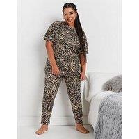 Yours Curve Animal Patchwork Short Sleeve Pj Set