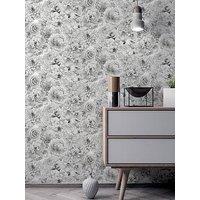 Arthouse Glitter Bloom Silver Wallpaper