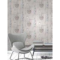 Fine Decor Love Your Home Sidewall Blue/White Wallpaper