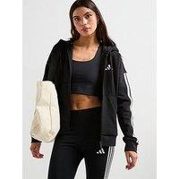 Adidas Sportswear Women'S Essentials 3-Stripes Full-Zip Fleece Hoodie - Black