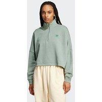 Adidas Originals Womens Essentials 1/2 Zip Fleece Sweatshirt - Green