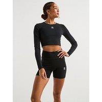 Adidas Originals Womens Essentials Ribbed Crop Long-Sleeve Top - Black