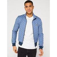 Lacoste Regular Fit Monogram Jacquard Zip Sweat Top - Blue