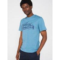 Lacoste Classic Fit Front Print Cotton Jersey T-Shirt - Blue