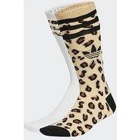 Adidas Originals Womens Leopard Crew Socks 2 Pairs - Beige