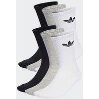 Adidas Originals Womens Trefoil Cushion Crew Socks 6 Pairs - Black