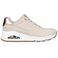 Skechers Durabuck Metallic Trimmed Lace Slip On Sneakers - Natural
