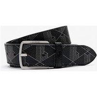 Lacoste Coated Monogram Leather Belt - Black