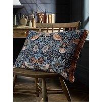 William Morris At Home Strawberry Thief 100% Cotton Blue Filled Cushion-40X60Cm