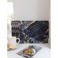 Creative Tops Marble Effect Set Of Four Large Placemats, Navy Marble Effect, 40 X 29Cm