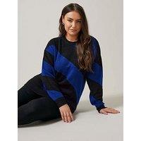 Evans Diagonal Stripe Jumper - Blue