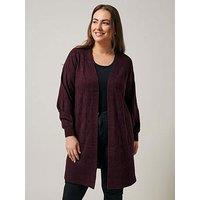 Evans Pointelle Longline Cardigan - Purple