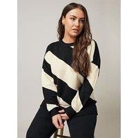 Evans Diagonal Stripe Jumper - Ivory