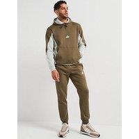 Adidas Sportswear Mens Sportswear Fleece Colorblock Hooded Tracksuit - Green