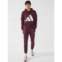 Adidas Sportswear Mens Sportswear French Terry Hooded Tracksuit - Red