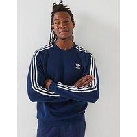 Adidas Originals Mens Adicolor 3-Stripe Crew Sweat - Navy - Blue