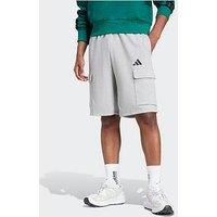 Adidas Sportswear Men'S Essentials Feelcozy French Terry Cargo Short - Grey