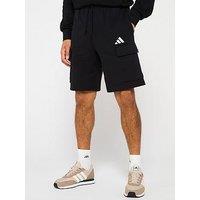 Adidas Sportswear Men'S Essentials Feelcozy French Terry Cargo Short - Black